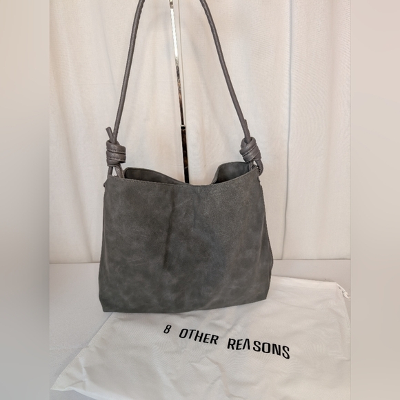 8 Other Reasons Betsy Slouch Tote in Stone Suedette With Dust Bag NWT - Picture 4 of 5